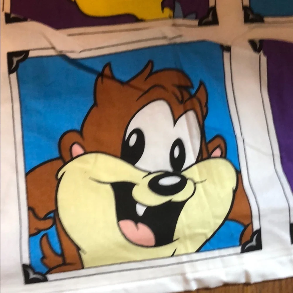 Vintage Warner Bros Looney tunes 3 Piece bedroom curtains Kids 44”W 63in L